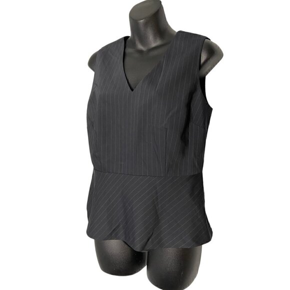 Ann Taylor Pinstripe Peplum Sleeveless Blouse Size 2 - Picture 2 of 6